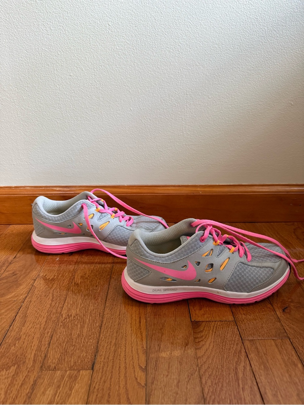 Nike Gray Sneakers with Pink Accents